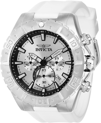 Ora burrash Invicta Aviator 37634, kronograf quartz, çelik inoks, e bardhë