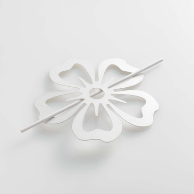 Broshë perde Douceur D'intérieur Petaly, metal i lyer, 15 cm, e bardhë