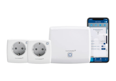 Set për automatizim shpie Homematic IP, Access Point + 2x priza të mençme, WiFi, e bardhë