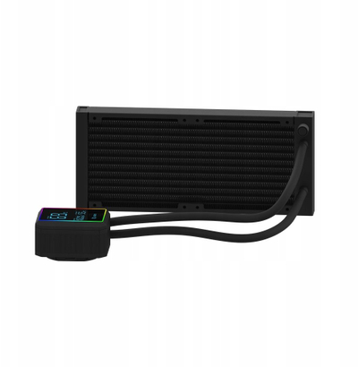 Ftohës me ujë për procesor AQIRYS Aurora 240 AiO, 2x120mm, ekran LCD, ARGB, i zi