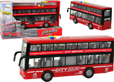 Autobus lodër L-Toys City Bus, me drita e zhurma, mekanizëm fërkimi, i kuq