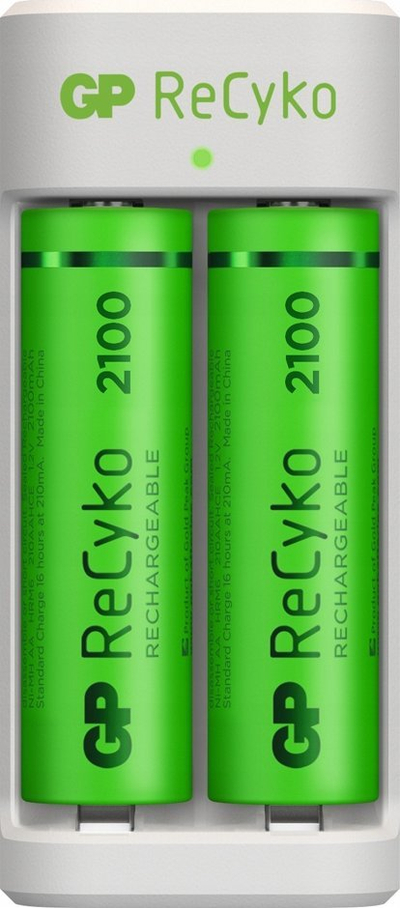 Karikues baterish GP ReCyko E211, AA AAA NiMH, 2x AA 2100mAh, i bardhë