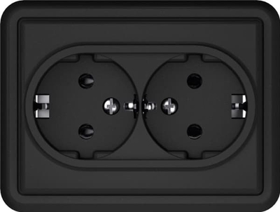 Ѕиден двојен приклучок SOCKET RP16-021V GR, црн