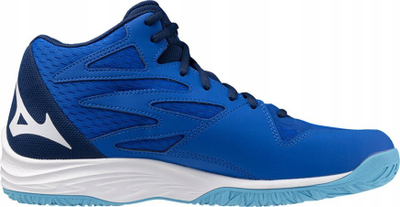 Atlete hendbolli Mizuno Thunder Blade Z Mid, shollë non marking, me qafë mes, blu