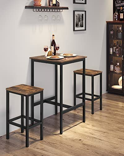 Tavolinë bar VASAGLE LBT25X, 60x60x90 cm, stil industrial, dru rustik