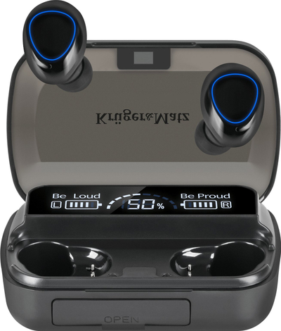 Kufje wireless in-ear Kruger&amp;Matz M10, Bluetooth 5.3, kuti karikimi me power bank, të zeza