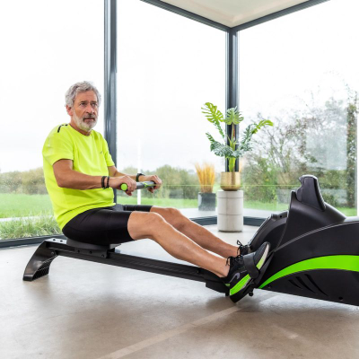 Makinë varkarie VirtuFit Ergometer Rowing Trainer Semi-Pro, me rezistencë që e rregullon vetë, me kompjuter trajnimi, e zezë
