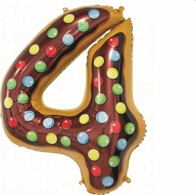 Balon folie GoDan numri 4 Biskota, 78cm, me shumë ngjyra