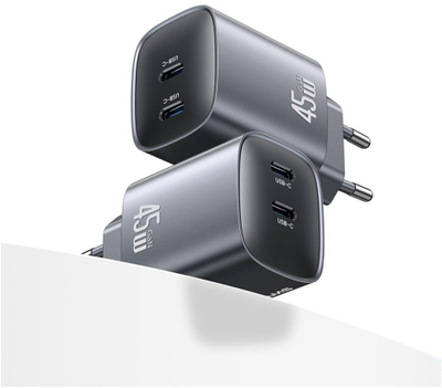 Karikues USB Usams CC305 T66, 45W GaN, 2x USB C, gri