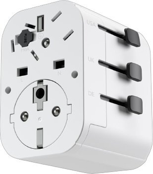 Adapter udhëtimi Vonmählen Unity One, 2x USB, 1x USB C, i bardhë