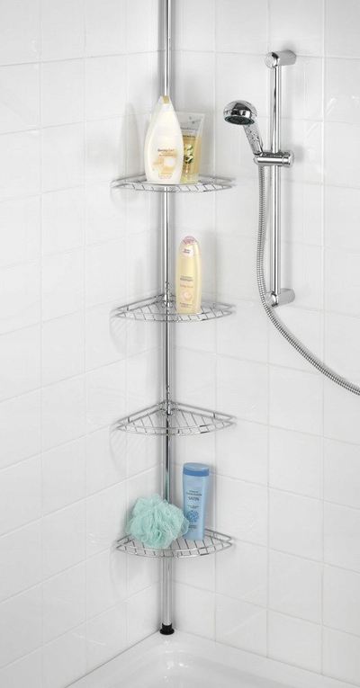 Raft dushi teleskopik Wenko Telescopic Shower Shelf, 275cm, 4 rafte, argjendtë