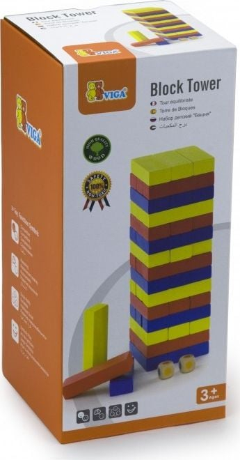 Игра со кули Viga 56215VG Jenga, дрво, сива
