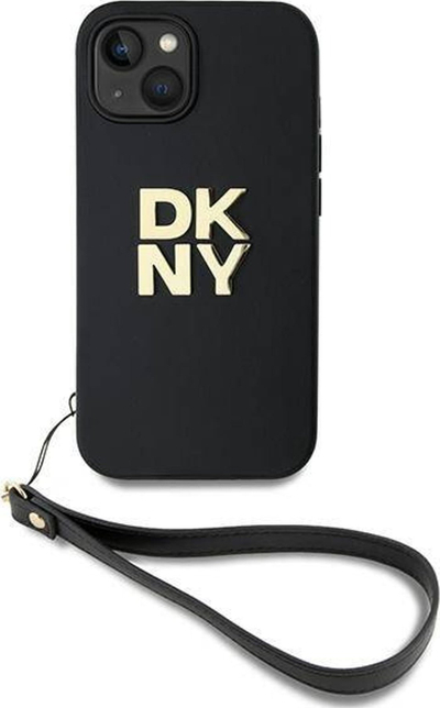 Навлака за телефон DKNY DKHCP15SPBSWSK, за iPhone 15 14 13 6.1", тврда навлака со ремен, црна