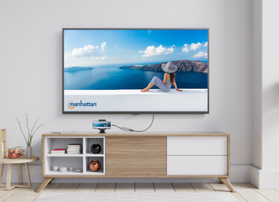 Dock USB C Manhattan 3 në 1, HDMI 4K60, USB A, Power Delivery 100W, gri