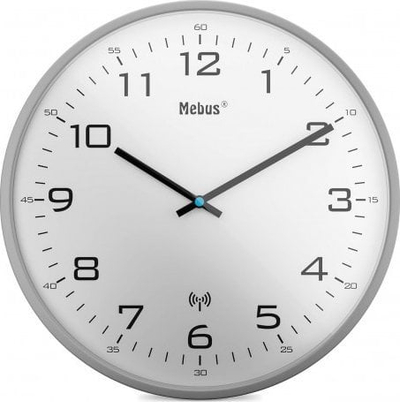Orë muri Mebus 13081, me radio, 30 cm, gri