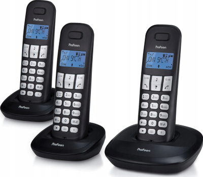 Telefoni wireless Profoon PDX-1130, set trefish DECT, Caller ID, i zi