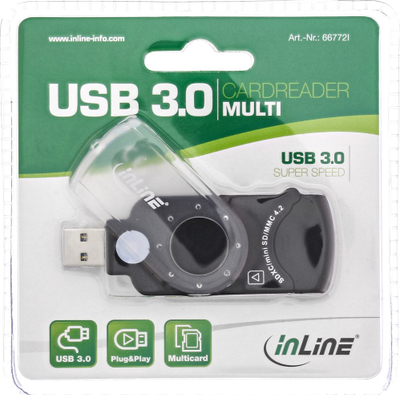 Lexues kartash InLine Mobile, USB 3.0, për SD dhe microSD, i zi