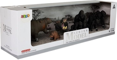 Set lodrash LEAN Safari Animal Figures, figurina hipopotamë dhe gorilla, plastikë, shumëngjyrësh