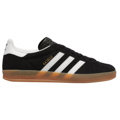 Atlete Adidas Originals Gazelle Indoor, lëkurë zamsh, shollë gome e tejdukshme, të zeza