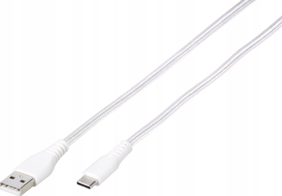 Kabllo karikimi Vivanco LongLife, USB në USB Type C, 1.5m, e bardhë