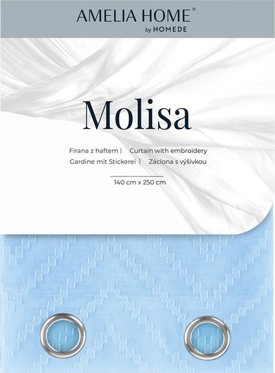 Perde dite AmeliaHome Molisa, 270 x 140 cm, me unaza, blu e çelët
