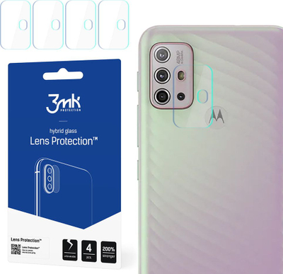 Mbrojtës kamere 3MK Lens Protect për Motorola Moto G10, xham hibrid 0.2mm, set me 4 copë, transparent