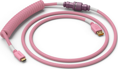 Kabllo USB Glorious GLO-CBL-COIL-PP, USB A në USB C, 1.36 m, rozë