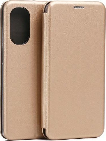 Kapak telefoni Beline Book Magnetic për Moto G82 5G, lëkurë sintetike, me magnet, ngjyrë gold