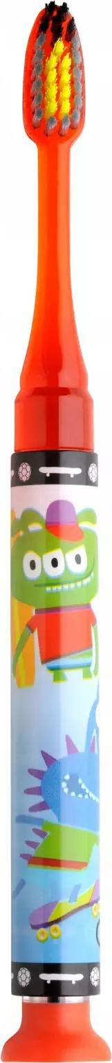 Furçë dhëmbësh për fëmijë Sunstar GUM Monster Kids 901, 3-6 vjeç, qime të buta, shumëngjyrëshe