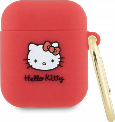 Mbulesë silikoni për AirPods Hello Kitty, me karabiner, rozë