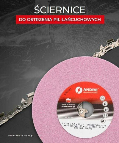 Rrotë bluarëse ANDRE CRA60K7VE01, 145 x 4.7 x 22.23 mm, për zinxhir sharre, rozë