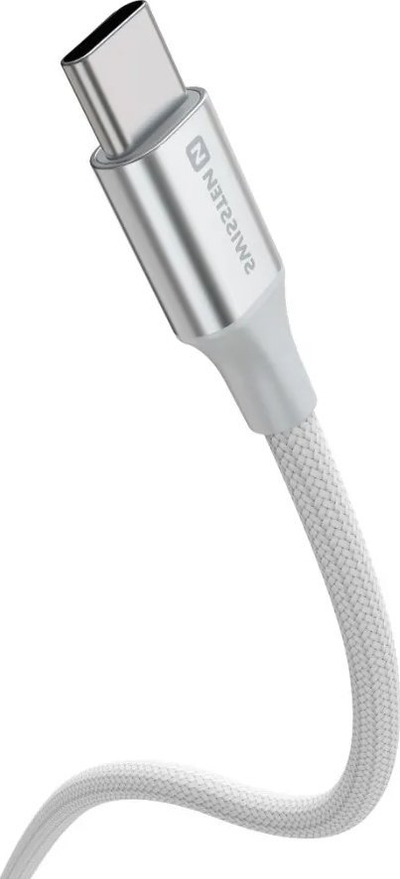 Kабел USB Swissten Textile II, USB во USB-C, 1.5m, 60W, бел