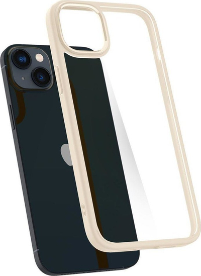 Kopertinë Spigen Ultra Hybrid për iPhone 14 Plus, TPU dhe polikarbonat, bezhë rëre
