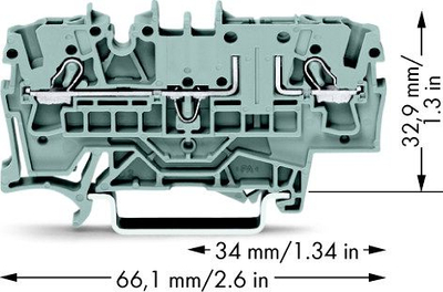 Bllok terminal bazë Wago 2002-1661, 2 përçues, 2.5mm², gri