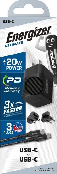 Karikues muri Energizer Ultimate GaN 20W, USB-C PD, me kabllo USB-C, i zi