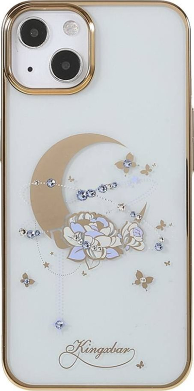 Mbrojtëse telefoni Kingxbar Moon Swarovski për iPhone 13 Pro, plastike, e tejdukshme, me të artë