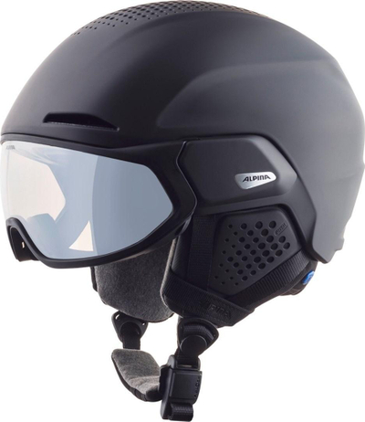 Helm skijimi Alpina Alto V Visor, me vizor, e zezë