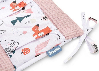 Organizues për shtrat bebe Sensillo Waffle Foxes, 5 xhepa, rozë
