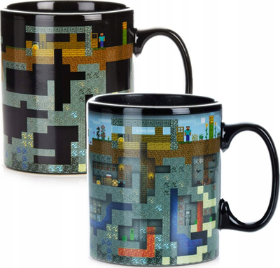 Filxhan Minecraft Paladone XL, 550 ml, qeramike që ndërron pamje me nxehtësi, i zi me ngjyra