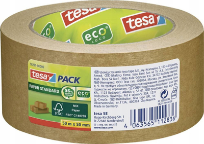 Shirit ngjitës paketimi Tesa 58291 STANDARD EcoLogo, 50m, 50mm, kafe