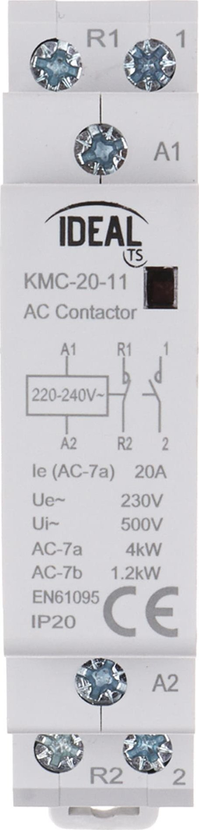 Kontaktor modular Ideal KMC-20-11, 20A, 230V AC, i bardhë