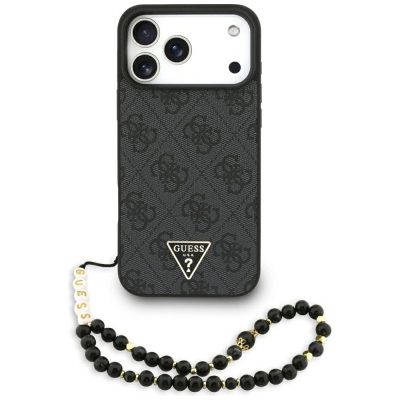 Kapak telefoni Guess 4G me rrip Triangle Logo MagSafe për iPhone 17 Pro Max, i zi
