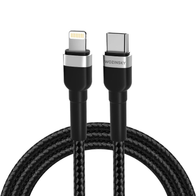 Kabllo karikuese Wozinsky WNBCL2 Lightning USB C, PD 30W, 2 m, e zezë