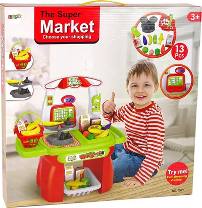 Set lojrash supermarket Leantoys, me aksesorë, për kalamaj