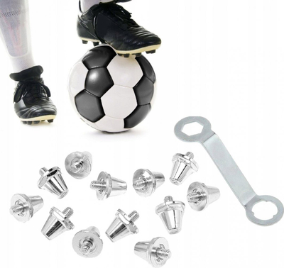 Set metalona futbolli me çelës, 12 copë, metalik, argjendtë