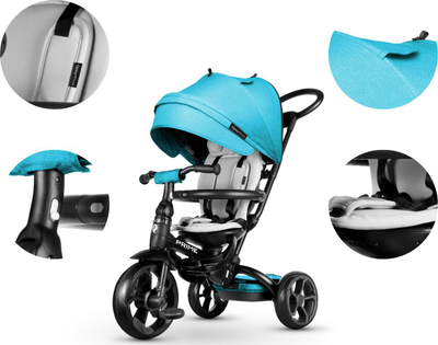 Tricikël Qplay New Prime 6 në 1, sedile që rrotullohet, dorezë për prindin, blu