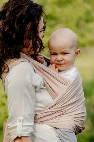 Shall mbajtës për bebe Cotton Baby Sling, 100% pambuk organik, 5 m, bezhë