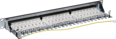 Panel patch Delta PP-24/RJ6-C/FTP, 24 porta RJ-45, Cat.6, 1U, ngjyrë e zezë
