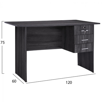 Tavolinë melamine me 3 sirtarë gri 120×60×75 cm (HM2268.01), gri
