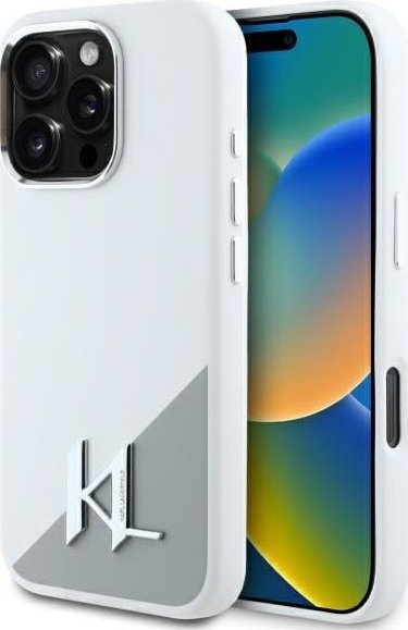 Kapak telefoni Karl Lagerfeld Silicone Initial Logo për iPhone 16 Pro Max 6.9", MagSafe, i bardhë